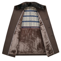 Men's Business Stand Collar Plus Velvet Wool Coat