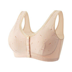 Front Button Thin Soft Cotton Wireless Bra