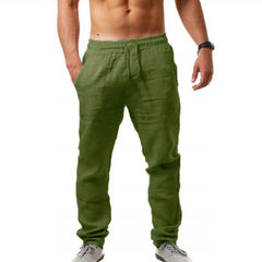 Men's Breathable Cotton and Linen Loose Casual Sports Trousers