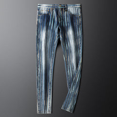 Men's Striped Contrast Casual Jeans