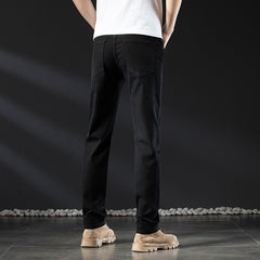 New High-end Men's Black Straight Slim Stretch Casual Versatile Jeans
