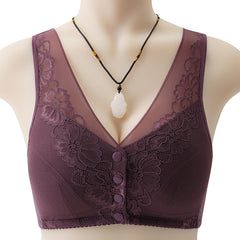 New Lace Front Button No Wire Plus Size Bra