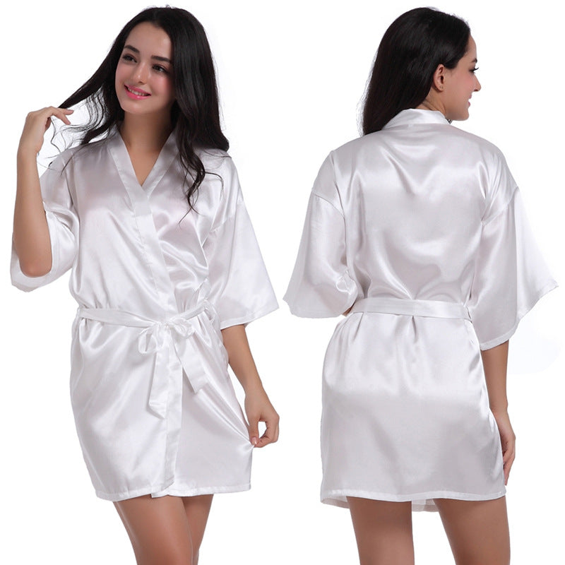Ladies Satin Skin Friendly Cardigan Nightgown