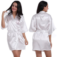 Ladies Satin Skin Friendly Cardigan Nightgown