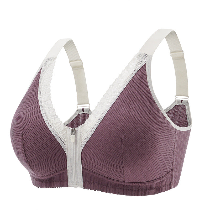 Zip Front Wireless Wide Strap Bra
