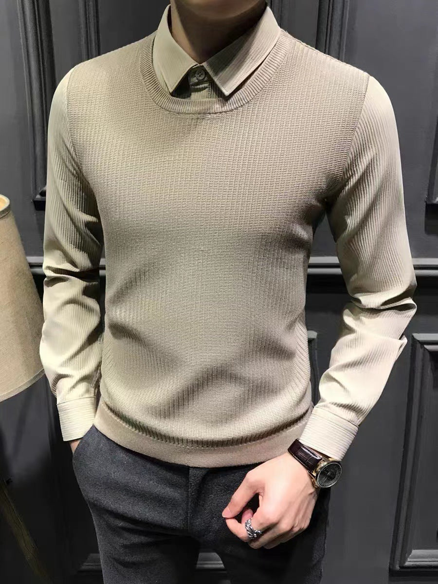 High-end thickened pineapple pattern crew neck sweater