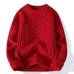 Men's Round Neck Pullover Casual Loose Thickened Sweater
