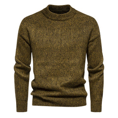 Men's Solid Color Simple Round Neck Casual Bottoming Sweater