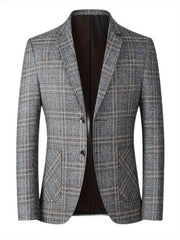 Men's Woolen Plaid Casual Blazer