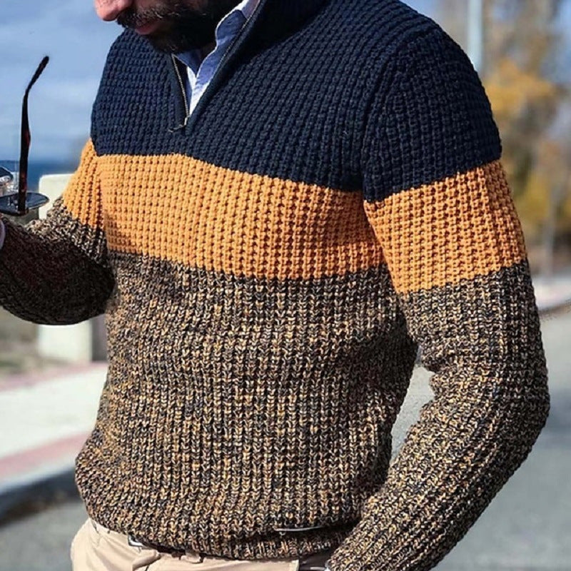 Relaxed Loose Zip Neck Sweater