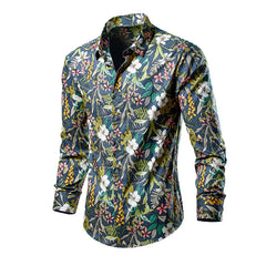 Men's Long Sleeve Fashionable Floral Shirt