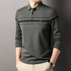 2024 Men's High-end Business Jacquard Striped Polo Shirt