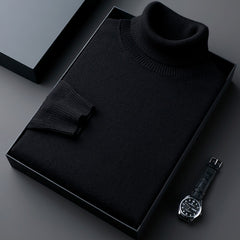Men's New Winter Thickened and Velvet Warm Casual Solid Color Turtleneck Sweater