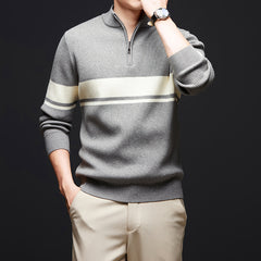 Men's Zipper Stand Collar Versatile Base Sweater