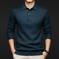 Men's Jacquard Warm Business Casual Lapel Sweater