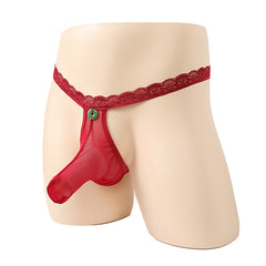 Men's Stretch Sexy Lace Mesh Transparent Thong