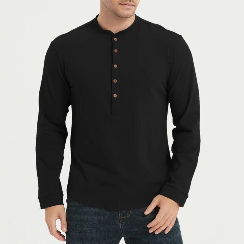 Men's Casual Cotton Long-sleeved Polo Shirt