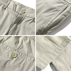 Men's Elastic Waist Cotton and Linen Ice Silk Casual Trousers