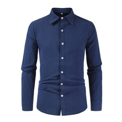 New Men's Cotton Linen Loose Casual Long Sleeve Shirt