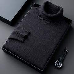 Men's New Winter Thickened and Velvet Warm Casual Solid Color Turtleneck Sweater