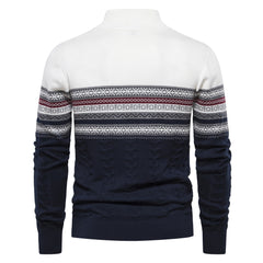 2023 Men's New Stand Collar Half Zipper Knitted High Quality Sweater