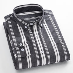 New Men's 100% Cotton Striped Loose Breathable Shirt