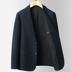 Men's Winter Nylon Stretch Casual Plaid Blazer