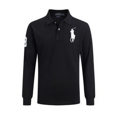 Men's lapel loose plus size cotton embroidered polos