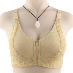New style front zipper wire free lace plus size bra