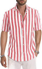 2024 Men's Fashion Striped Lapel Resort Shirts
