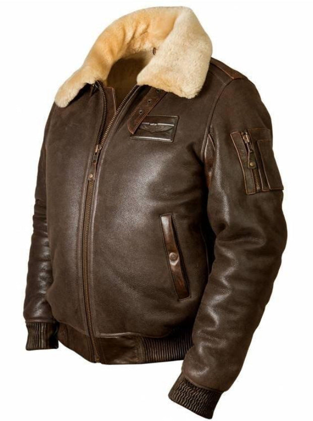 Men's Lapel Casual Warm Leather Jacket