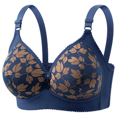 Lace Trim Large Size Wire-Free Push-Up Bra