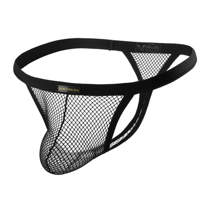 Solid Color Polyester Breathable Mesh Low Rise Thong