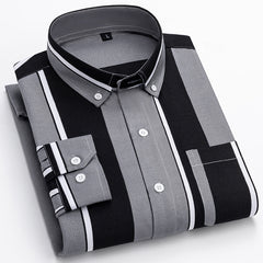 Men's Casual Fashion Striped Print Wrinkle-free and Non-iron Shirt
