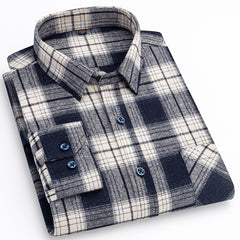 Men's 100% Cotton Fashion Casual Thickened Plaid Shirt