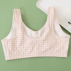 Cotton Plaid Stretch Soft Wireless Bra