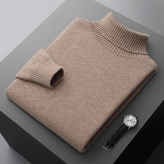 Men's 100% Wool Casual Thick Warm High Collar Sweater