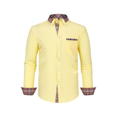 Men's Colorblock Plaid Collar Casual Super Stretch Shirt