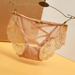 Light luxury transparent lace mesh sexy low waist panties
