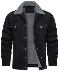 Men's 2023 New Corduroy Lapel Plush Loose Casual Jacket