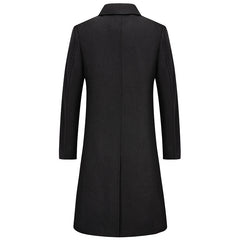 Men's Fashionable Cotton Thickened Long Warm Wool Coat