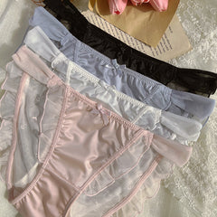 Premium satin lace sheer low rise panties