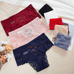 Sexy Hollow Lace Large Size Breathable Butt Lifting Briefs