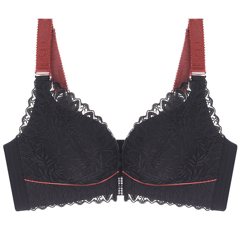 Front button large size wireless push up bra