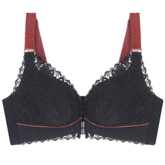 Front button large size wireless push up bra
