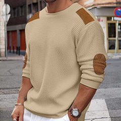 New Men's Round Neck Long Sleeve Splicing Pullover Sweater