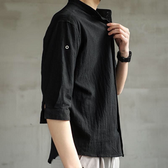 Men's Loose Cotton Linen Half Sleeve Shirt