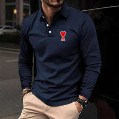 Men's Stylish Printed Lapel Polo Shirt