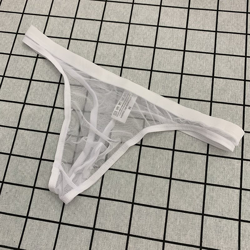 Men's Transparent Sexy Breathable Mesh Ice Silk Low Waist Thong