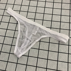 Men's Transparent Sexy Breathable Mesh Ice Silk Low Waist Thong